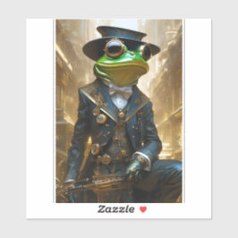 Steampunk Frog Vinyl Sticker