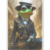 Steampunk Frog Vinyl Sticker (Voorkant)