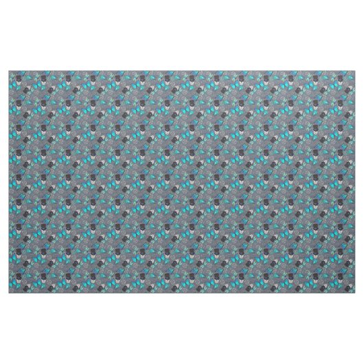 Steampunk Funky Gothic Grey en Blue Patterned Stof (Yard (91,4 cm))