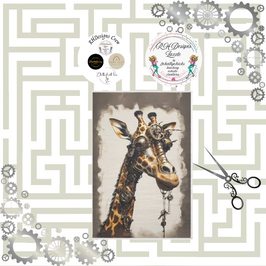 Steampunk futuristische happy camel decoupage tissuepapier