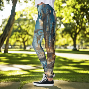 Steampunk futuristische oude stad met kwallen leggings