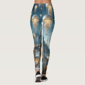 Steampunk futuristische oude stad met kwallen leggings (Achterkant)