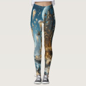 Steampunk futuristische oude stad met kwallen leggings (Voorkant)