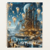 Steampunk futuristische oude stad met kwallen planner (Voorkant)