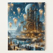 Steampunk futuristische oude stad met kwallen planner (Achterkant)