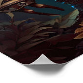 Steampunk Futuristische Robot & Bloemen Poster (Hoek)