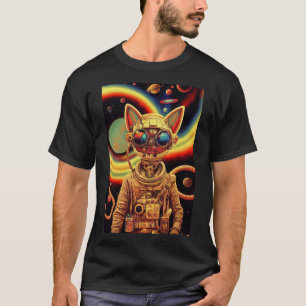 Steampunk futuristische scifi cat robot retro t-shirt