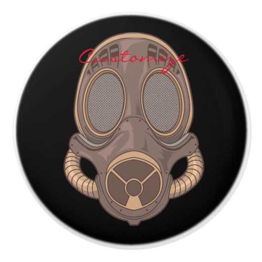 Steampunk Gas Mask Thunder_Cove Keramische Knop (Voorkant)