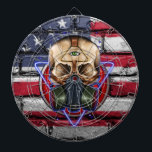 Steampunk Gasmask Skull Biohazard Amerikaanse vlag Dartbord<br><div class="desc">Steampunk gasmask schedel biohazard apocalypse amerikaanse vlag steendartboard.</div>