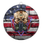 Steampunk Gasmask Skull Biohazard Amerikaanse vlag Dartbord (Voorkant)