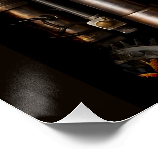 Steampunk Gear en Lever Engine Perfect Poster (Hoek)