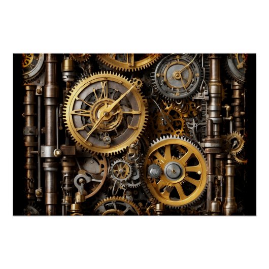 Steampunk Gear en Lever Engine Perfect Poster (Voorkant)