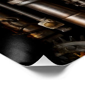 Steampunk Gear en Lever Engine Perfect Poster (Hoek)