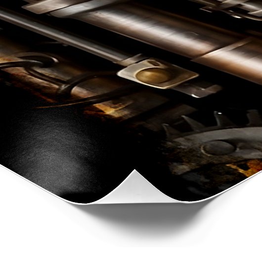 Steampunk Gear en Lever Engine Perfect Poster (Hoek)