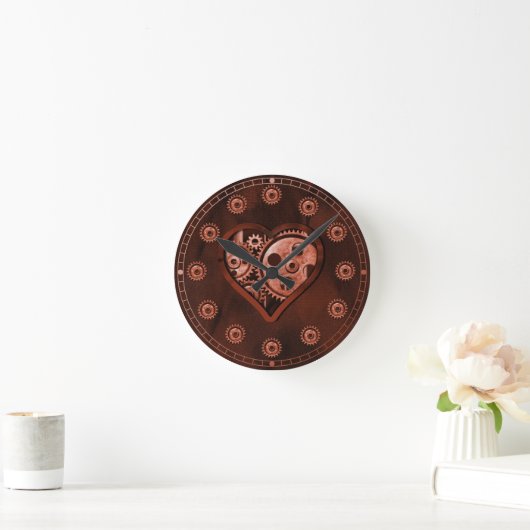 Steampunk Gear Heart Ronde Klok (Huis)