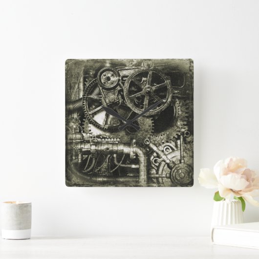 SteamPunk Gears Acrylwandklok Vierkante Klok (Huis)