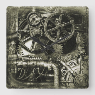 SteamPunk Gears Acrylwandklok Vierkante Klok