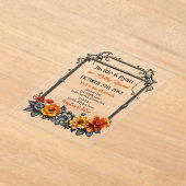 Steampunk Gears and Flowers thema bruiloft Acryl Uitnodigingen (Laagn)