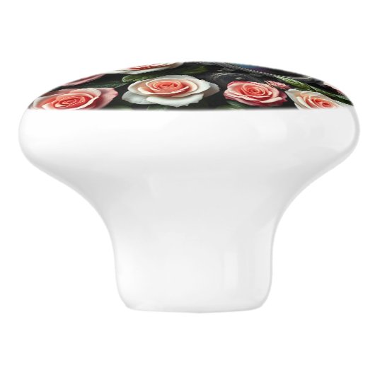 Steampunk Gears and Rainbow Keramische Knop (Zijkant)