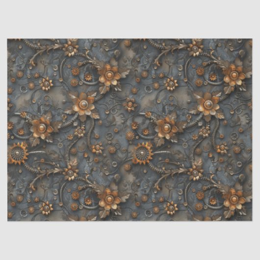 Steampunk Gears and Springs Flowers voor Decoupage Tissuepapier (Voorkant)