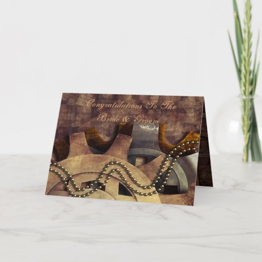 Steampunk Gears & Baubles Wedding Kaart (Voorkant)