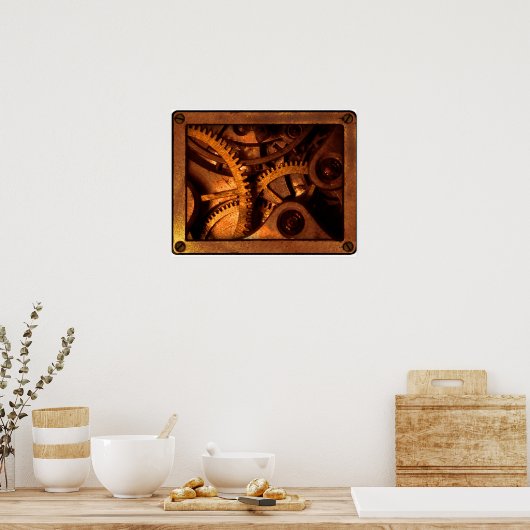 Steampunk Gears Clockwork Poster (Keuken)
