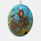 Steampunk Gears Collage Aqua Copper Ornament (Rechts)