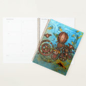 Steampunk Gears Collage Aqua Copper Planner (Display)
