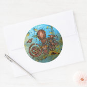 Steampunk Gears Collage Aqua Copper Sticker (Envelop)
