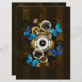 Steampunk Gears en Blue Butterflies Aankondiging (Voorkant / Achterkant)