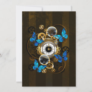 Steampunk Gears en Blue Butterflies Advieskaart