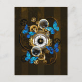 Steampunk Gears en Blue Butterflies Advieskaart (Voorkant)