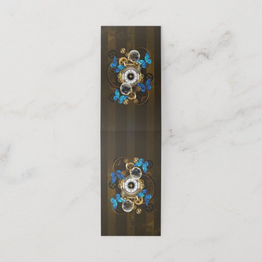 Steampunk Gears en Blue Butterflies Afsprakenkaart (Buitenkant ongevouwen)