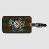 Steampunk Gears en Blue Butterflies Bagagelabel (Voorkant (horizontaal))