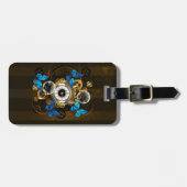 Steampunk Gears en Blue Butterflies Bagagelabel (Voorkant horizontaal)