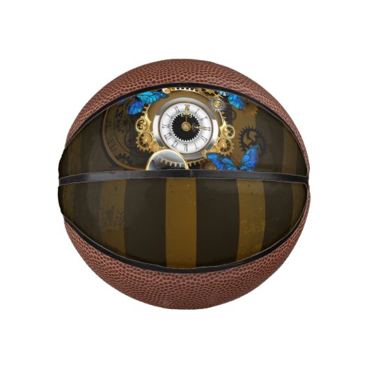 Steampunk Gears en Blue Butterflies Basketbal (Voorkant)