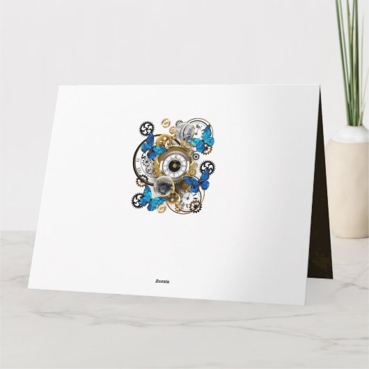 Steampunk Gears en Blue Butterflies Bedankkaart (Achterkant)