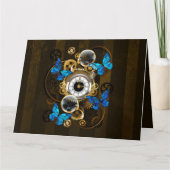 Steampunk Gears en Blue Butterflies Bedankkaart (Voorkant)