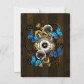 Steampunk Gears en Blue Butterflies Bedankkaart (Voorkant)