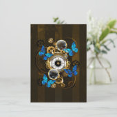 Steampunk Gears en Blue Butterflies Bedankkaart (Staand voorkant)