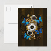 Steampunk Gears en Blue Butterflies Briefkaart (Voorkant / Achterkant)
