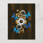 Steampunk Gears en Blue Butterflies Briefkaart (Voorkant)