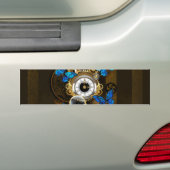 Steampunk Gears en Blue Butterflies Bumpersticker (Op auto)