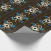 Steampunk Gears en Blue Butterflies Cadeaupapier (Hoek)