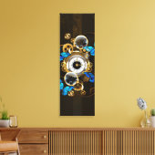 Steampunk Gears en Blue Butterflies Canvas Afdruk (Insitu (Woonkamer))