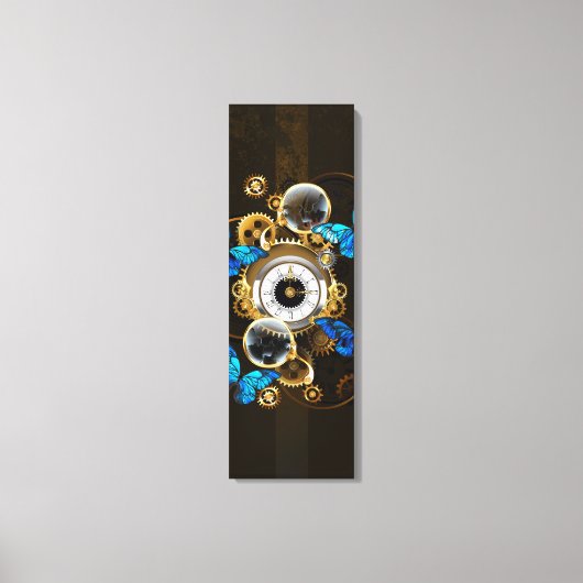 Steampunk Gears en Blue Butterflies Canvas Afdruk (Voorkant)