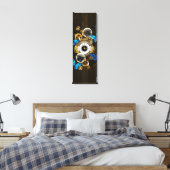 Steampunk Gears en Blue Butterflies Canvas Afdruk (Insitu (Slaapkamer))