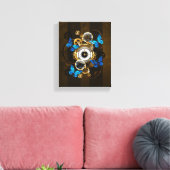 Steampunk Gears en Blue Butterflies Canvas Afdruk (Insitu (Woonkamer))