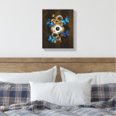 Steampunk Gears en Blue Butterflies Canvas Afdruk (Insitu (Slaapkamer))