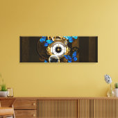 Steampunk Gears en Blue Butterflies Canvas Afdruk (Insitu (Woonkamer))